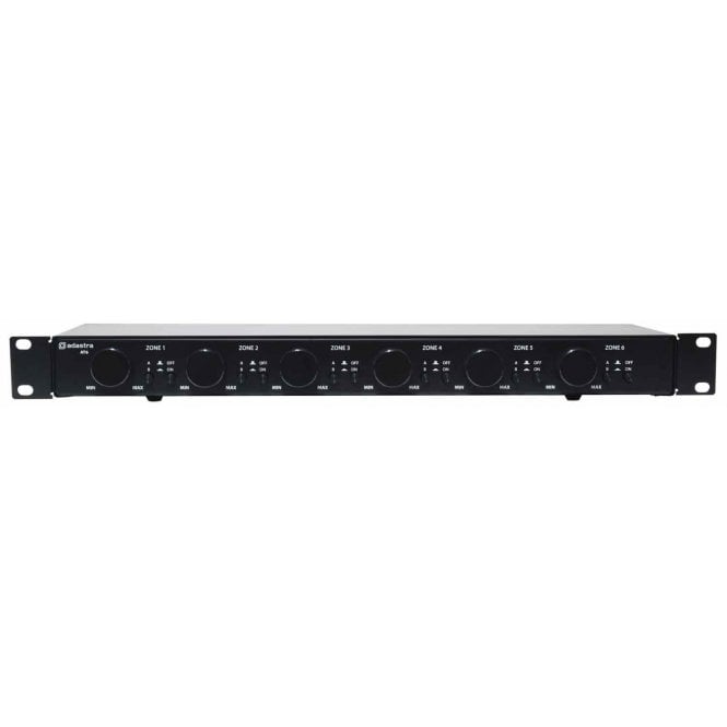 Adastra AT6 Rack-mount 100V Attenuator + A/B Source Switch 6 x 30W
