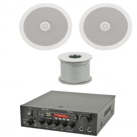 Office / Retail 2 Ceiling Speakers & Amplifier Background music System