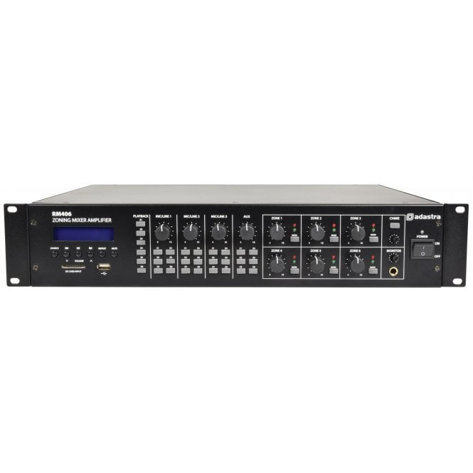 Adastra RM406 Mixer-Amp 100V 6 x 40W + USB/SD/FM/BT	