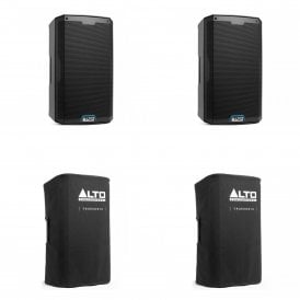TS412 2500-WATT 12-INCH 2-WAY Active speaker Pair & Cover Bundle 