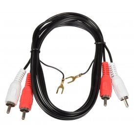Twin RCA Phono to twin RCA Phono Cable with Ground Wire 1.2m