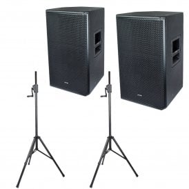 CORVA-12A Active PA Cabinet 700W rms 130dB PAIR with Winch Stands Bundle