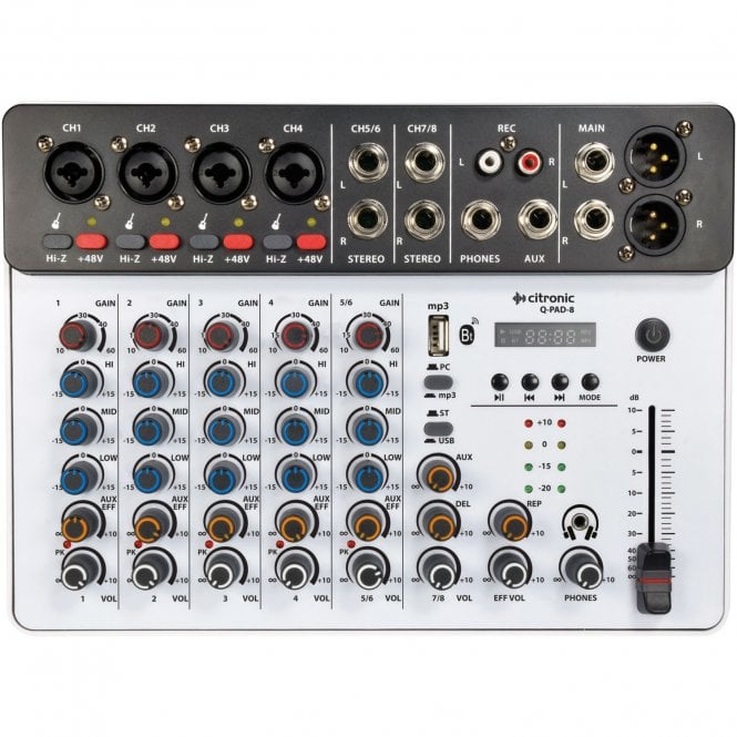 Citronic Q-PAD-8 Compact Mixer with USB/BT and Audio Interface