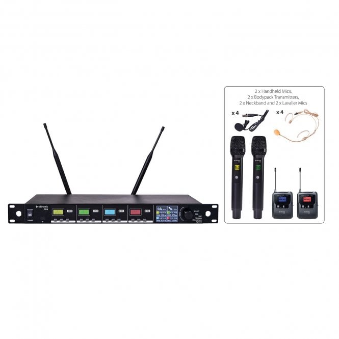 Citronic TU-series PLL Tuneable UHF Wireless Microphone System 2 hand + 2 bodypack