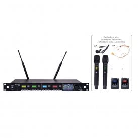 TU-series PLL Tuneable UHF Wireless Microphone System 2 hand + 2 bodypack