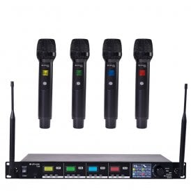 TU-series PLL Tuneable UHF Wireless Microphone System 4 x handheld version