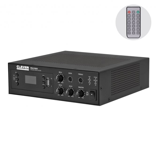Clever Acoustics  MA1120 120W 100V Mixer Amplifier with MP3, Bluetooth and FM Radio