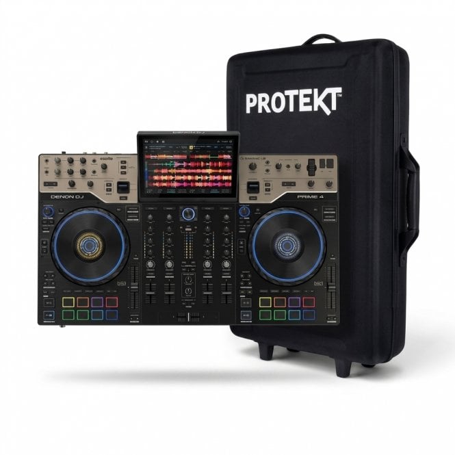 Denon DJ PRIME 4 G2 – Professional 4-Deck Standalone DJ System with Wheeled Bag Bundle