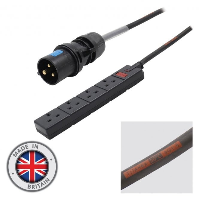 elumen8 16A Plug to 4 Gang 13A Socket Cable 2m