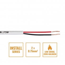 INSTALL LSZH 2 Core 2 x 0.75mm2 Speaker Cable SP2X0.75W, 50m Drum White