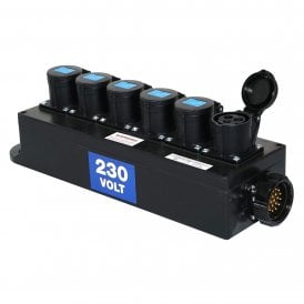 Socapex Breakout Box, 19-Pin to 6 x 16A Sockets