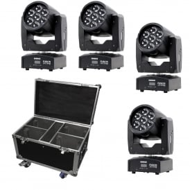 4 x Fusion 120 Zoom MKII moving wash heads & Flight Case   Bundle