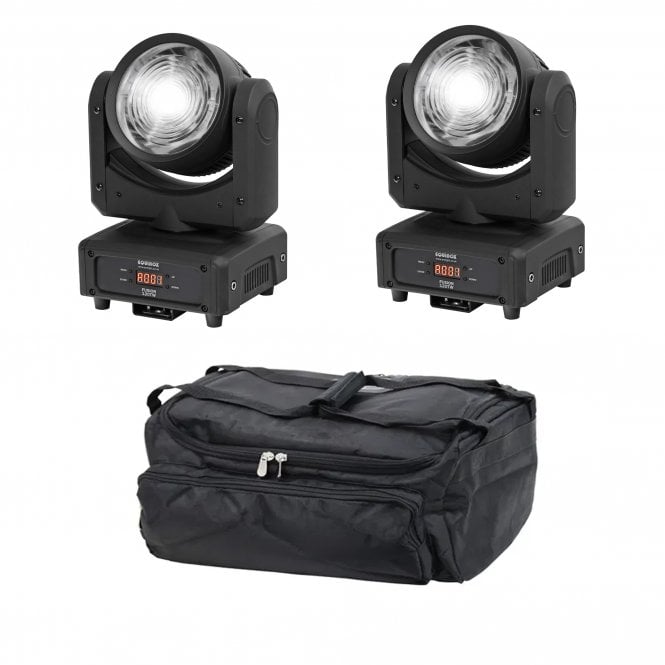 Equinox Fusion 120TW cool white (6,300K) and warm white (2,700K) Moving head with rgb ring effect PAIR AND BAG Bundle