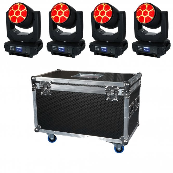 Equinox Fusion 300FX Zoom Wash X 4 &  Flightcase Bundle