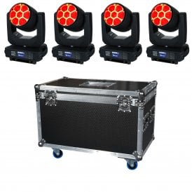 Fusion 300FX Zoom Wash X 4 &  Flightcase Bundle