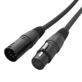 1m 5-Pin Male XLR – 5-Pin Female XLR DMX Cable