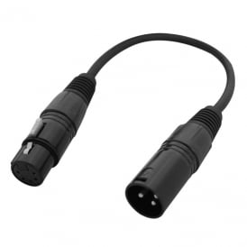 LEDJ 3-Pin Male - 5-Pin Female DMX Adaptor Cable Lead
