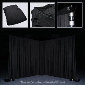 3 x 4m Black Pleated Pipe and Drape Curtain