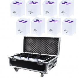 8x Rapid QB1 HEX IP (White Housing) Bundle lights with flight case.