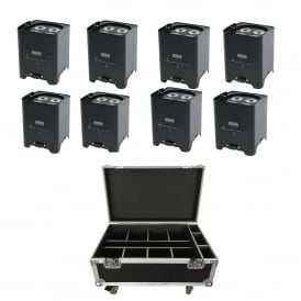  8x Rapid QB1 rgba portable battery powered uplighters & Charge Case Bundle