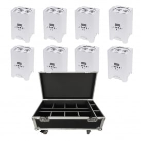 8x Rapid QB1 RGBA  (White Housing)portable battery powered uplighters and charging case  Bundle