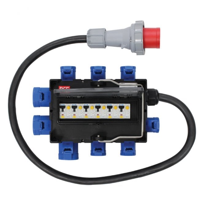 PCE ISCHL Distribution Box 63A 415V In, 3 x 32A + 6 x 16A Out (9130023)