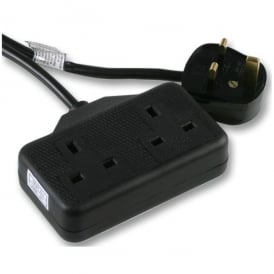 2 Gang - 13 AMP Extension Cable Black 