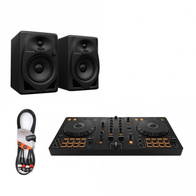 Pioneer DJ|AlphaTheta DDJ-FLX4 2-channel DJ controller with rekordbox DJ Software & dm 40d Speaker bundle 