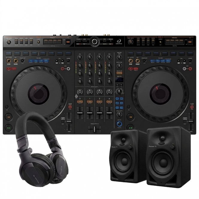 Pioneer DJ|AlphaTheta DDJ-GRV6 4-Channel DJ Controller with Speakers & Headphones Party Bundle