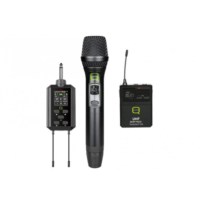 Q-Audio QWM 1900 V2 HH + BP System Dual Handheld + Beltpack Wireless System