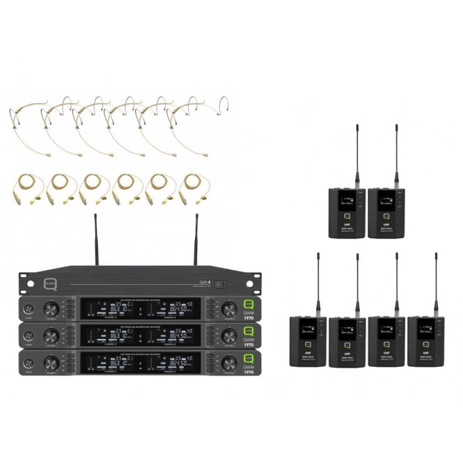 Q-Audio QWM 1970 6 Way Headworn/Lapel System with ADU