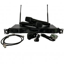 QWM 1970 HH UHF Dual Channel Diversity Handheld Wireless System - 19" Rack Mountable