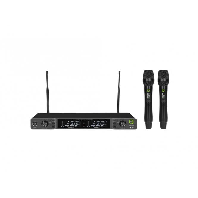 Q-Audio QWM 1970 HH UHF Dual Channel Diversity Handheld Wireless System 606-614MHz