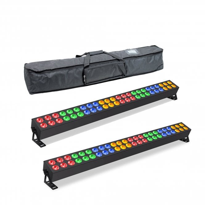 QTX Duplex-Bar: 48 x 3W Double LED Wall Bar PAIR & Bag Bundle