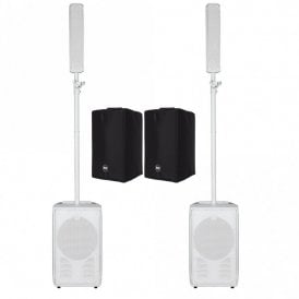 2x RCF EVOX J8 ACTIVE TWO-WAY PORTABLE ARRAY IN WHITE with covers  Bundle