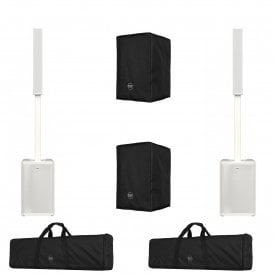 EVOX J9 Portable 3 Way Column Speaker PA System PAIR & COVERS WHITE 