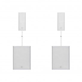 NXL-14A & SUB15-AX 8600W Active PA Package With Poles & Cables & COVERS (WHITE)