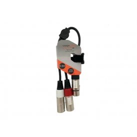 1x Female XLR, 2x Male XLR Professional Audio Signal Cable - Includes Hook & Loop Tie 0.3m Length