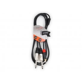 3.5mm Stereo Mini Jack Plug - 2 x 6.35mm Mono Jack Plugs