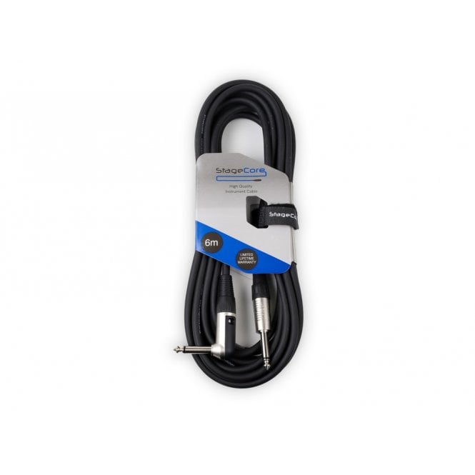 STAGECORE CORE 140 6.35mm Mono Jack Plug - 6.35mm Right Angled Mono Jack Plug Instrument Cable - Overall Cable Diameter 6.5mm -