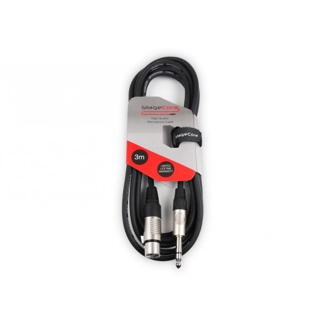 STAGECORE Female XLR - 6.35mm Stereo Jack Plug, Professional Audio Cable 