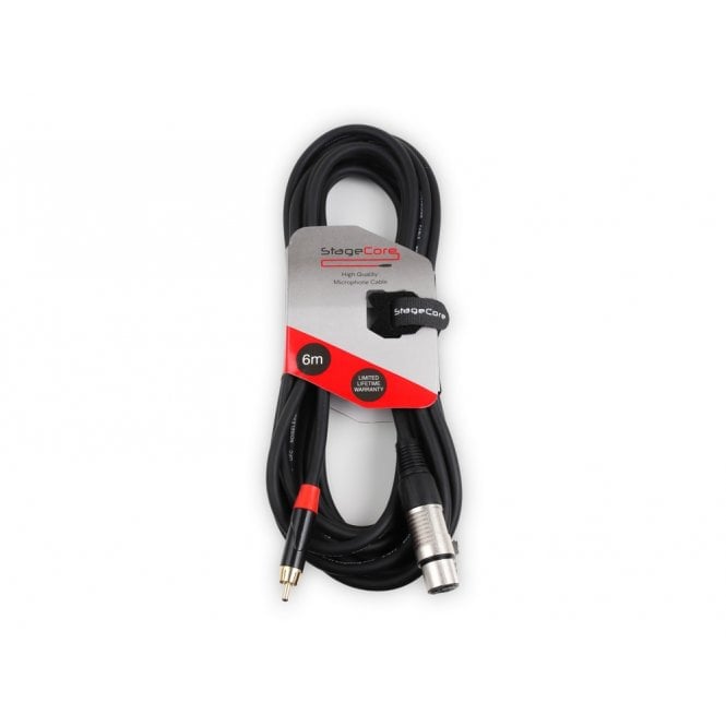 STAGECORE Single Female XLR - Single Male RCA Connector, Professional Audio Cable  6 meter