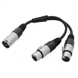 0.25m XLR Male – 2 x XLR Female Splitter Cable 
