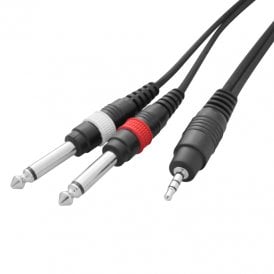 1.5m 3.5mm Stereo Jack – 2 x 6.35mm Mono Jack Cable