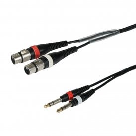 2m 2 x XLR Female – 2 x 6.35mm Stereo Jack Cable